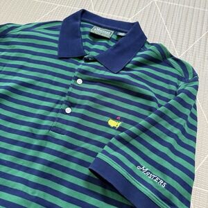 Masters Collection Vintage Golf Polo Shirt Men's Large Embroidered Cotton Stripe